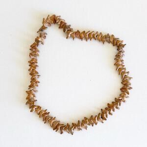 Vintage Mexican Brown Clay Hand Carved Bird Fetish Necklace Folk Art 28” native